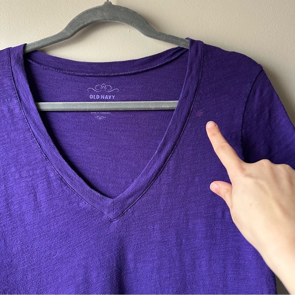 Old Navy Short Sleeve V-Neck Cotton Tees Purple and Turquoise Size M Y2K Lounge - Picture 7 of 14